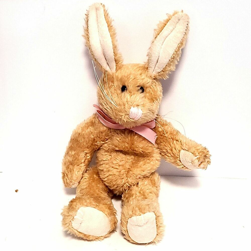 Boyds Bears Plush Stuffed Animal Bunny Rabbit Easter CLARA 10" Tan Pink Bow